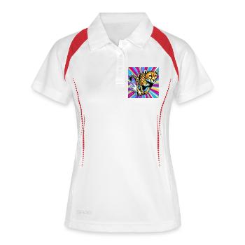 guépard - Polo respirant Femme - blanc/marine - Devant