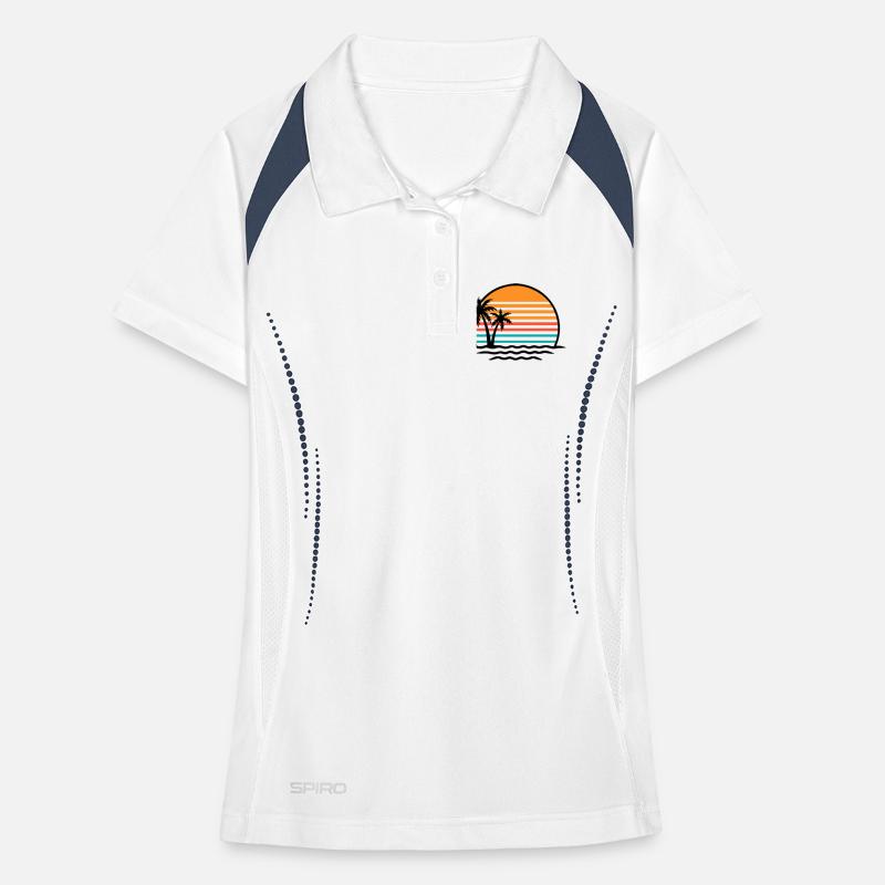 Sunset Retro Palm Trees Women's Polo breathable