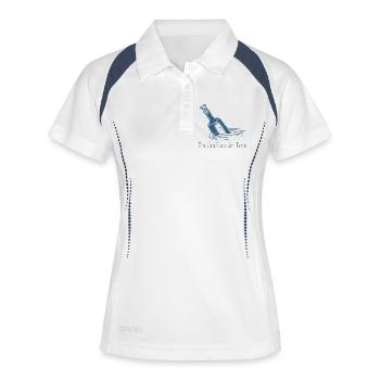 Ein Gruß aus der Ferne Flaschenpost Design - Frauen Polo atmungsaktiv - Weiß/Navy - Vorne