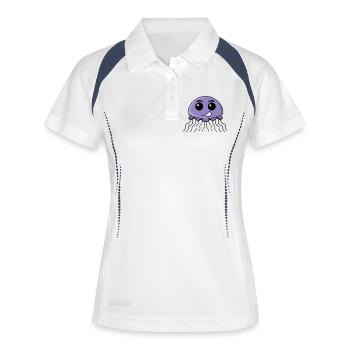 Dessin animé méduse lilas - Polo respirant Femme - blanc/marine - Devant