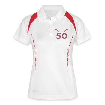 Fünfzig 50. Geburtstag - Frauen Polo atmungsaktiv - Weiß/Navy - Vorne