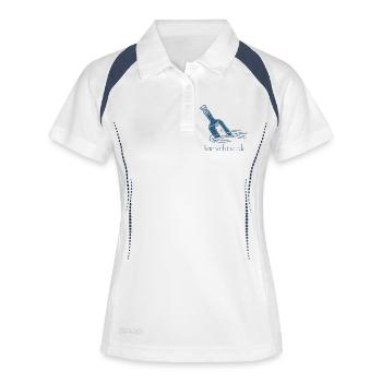 Envoyée avec le design de la bouteille océanique de la marée - Polo respirant Femme - blanc/marine - Devant