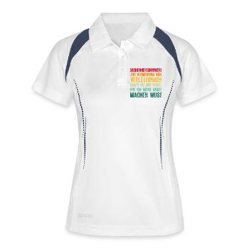 Sicherheitshinweis Zur Vermeidung von Verletzungen - Frauen Polo atmungsaktiv - Weiß/Navy - Vorne
