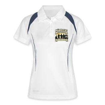 Männertag Crew: Bier, Buddys & Blödsinn - Frauen Polo atmungsaktiv - Weiß/Navy - Vorne