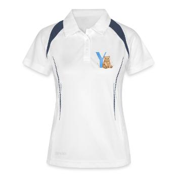 Y mit Bär – Wasserfarben - Frauen Polo atmungsaktiv - Weiß/Navy - Vorne