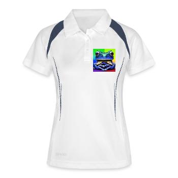 Frosch - Frauen Polo atmungsaktiv - Weiß/Navy - Vorne