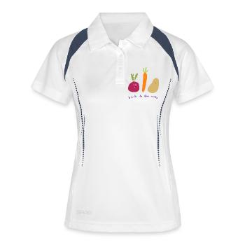 Back to the roots - Frauen Polo atmungsaktiv - Weiß/Navy - Vorne