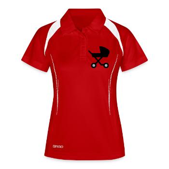 Kinderwagen - Frauen Polo atmungsaktiv - Weiß/Navy - Vorne