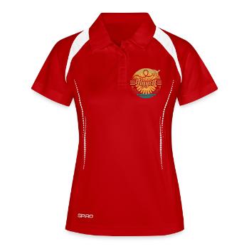 Flygirl Retro Sunset - Frauen Polo atmungsaktiv - Weiß/Navy - Vorne