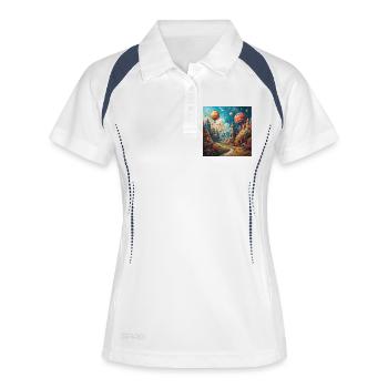 Paysage fantastique de ballons dans des tours colorées - Polo respirant Femme - blanc/marine - Devant