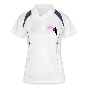 T-shirt Cat Mom pour vrais amoureux des chats Chat - Polo respirant Femme - blanc/marine - Devant