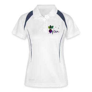 Gemüsegarten Opa - Frauen Polo atmungsaktiv - Weiß/Navy - Vorne