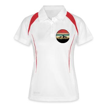 rétro avec montagnes et arbres - Cadeau pour amour - Polo respirant Femme - blanc/marine - Devant