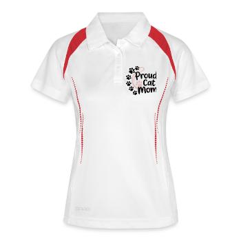 Cat Mom Pink Paws Logo - Polo respirant Femme - blanc/marine - Devant