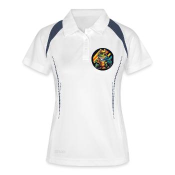Frosch Bier Lustig - Frauen Polo atmungsaktiv - Weiß/Navy - Vorne