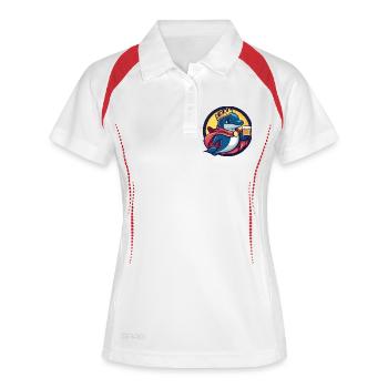 Delfin Bier Lustig - Frauen Polo atmungsaktiv - Weiß/Navy - Vorne
