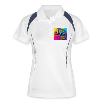 caméléon - Polo respirant Femme - blanc/marine - Devant
