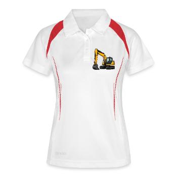 Yellow excavator on construction site - Women's Polo breathable - white/navy - Front