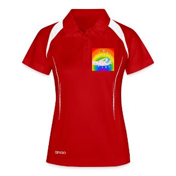 Rainbow Rain Drop and a Hand - Women's Polo breathable - white/navy - Front