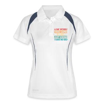 Jeu de blague sur l’absence le jour du match - Polo respirant Femme - blanc/marine - Devant