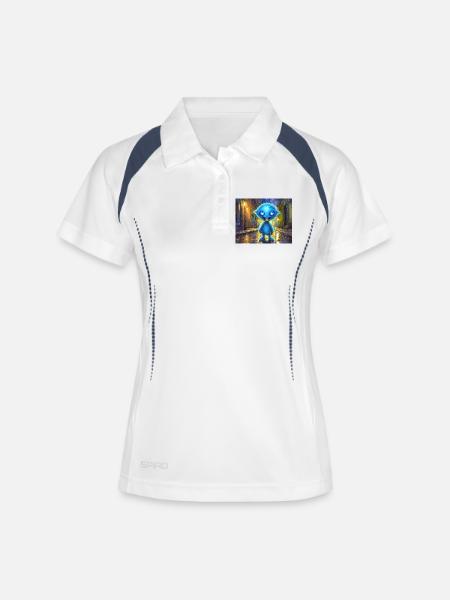 Blue funny and laughing monster - Women's Polo breathable - white/navy