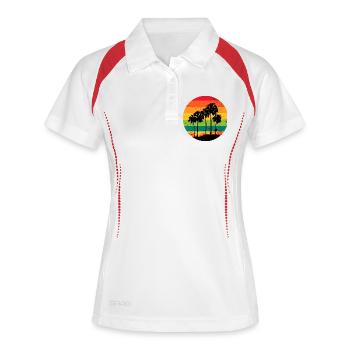 Palmen Strand Sunset Retro - Frauen Polo atmungsaktiv - Weiß/Navy - Vorne