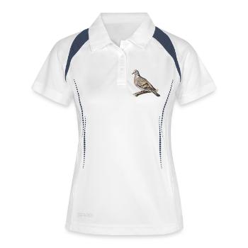 Illustration naturaliste tourterelle - Polo respirant Femme - blanc/marine - Devant