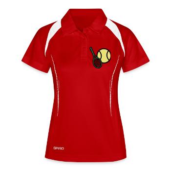 Tennisschläger Aufschlag Action - Frauen Polo atmungsaktiv - Weiß/Navy - Vorne