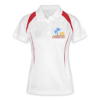 Urlaub Caracas - Frauen Polo atmungsaktiv - Weiß/Navy - Vorne