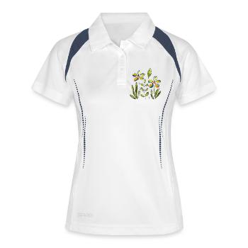Blumen - Frauen Polo atmungsaktiv - Weiß/Navy - Vorne