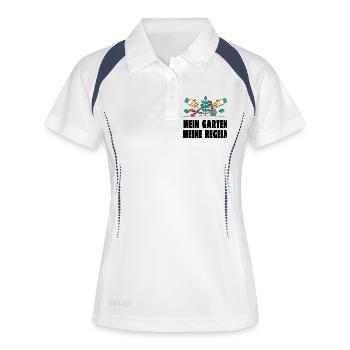 Mein Garten Shirt - Frauen Polo atmungsaktiv - Weiß/Navy - Vorne