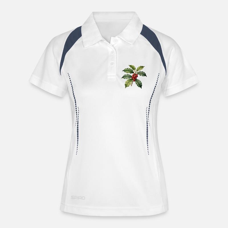 Illustrated Botanical Coffee Tree - Women's Polo breathable - white/navy