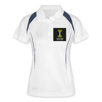 Fitness Motivation Apple Gym Poster - Frauen Polo atmungsaktiv - Weiß/Navy - Vorne