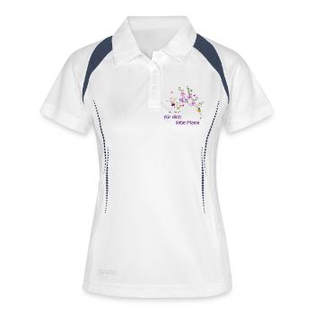 Blumen für dich liebe Mama - Frauen Polo atmungsaktiv - Weiß/Navy - Vorne