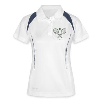 Conception de raquette de tennis croisée - Polo respirant Femme - blanc/marine - Devant