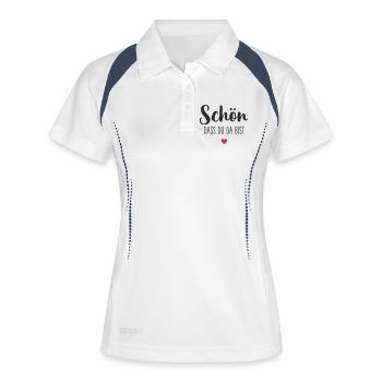 Schön, dass du da bist – mit Herz Textdesign - Frauen Polo atmungsaktiv - Weiß/Navy - Vorne