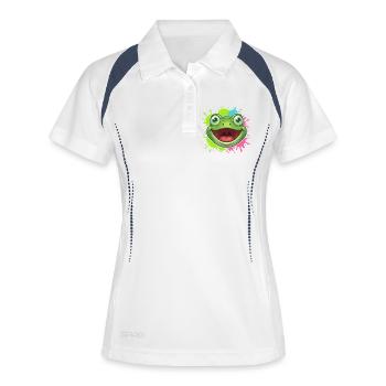 Éclaboussure joyeuse de grenouilles - Polo respirant Femme - blanc/marine - Devant