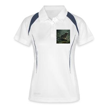 KRASS! Das wilde Krokodil - Frauen Polo atmungsaktiv - Weiß/Navy - Vorne