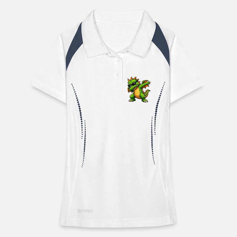 Cute Dabbing Dragon Women's Polo breathable