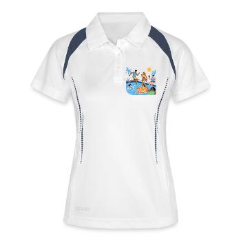 Sommerspaß am Pool Party Gute Laune - Frauen Polo atmungsaktiv - Weiß/Navy - Vorne