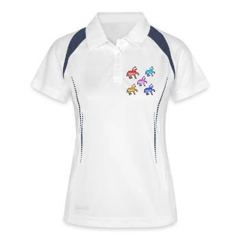 Pferde - Frauen Polo atmungsaktiv - Weiß/Navy - Vorne