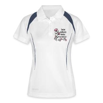 Polnische Mama Muttertag - Frauen Polo atmungsaktiv - Weiß/Navy - Vorne