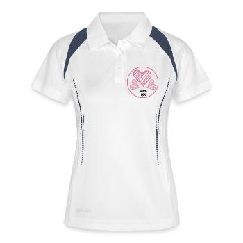 Herzen in Pink Love you Geschenk - Frauen Polo atmungsaktiv - Weiß/Navy - Vorne