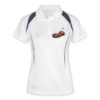 teckel teckel à poils durs propriétaire de teckel teckel - Polo respirant Femme - blanc/marine - Devant