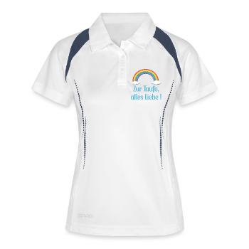Baby Taufe Glückwünsche - Frauen Polo atmungsaktiv - Weiß/Navy - Vorne