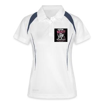Team Braut Junggesellinnenabschied Disco - Frauen Polo atmungsaktiv - Weiß/Navy - Vorne