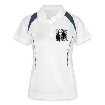 Memento Mori Skull Portrait violett - Frauen Polo atmungsaktiv - Weiß/Navy - Vorne
