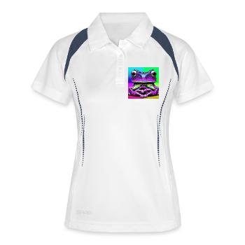 grenouille - Polo respirant Femme - blanc/marine - Devant