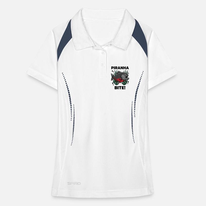Red Piranha Bite Bite Fish Women's Polo breathable