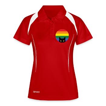 Mois de la fierté LGBT - Chat qui regarde - Polo respirant Femme - blanc/marine - Devant